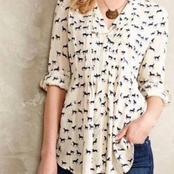 Anthropologie Tops - Maeve Holding Horses Top Button-down Blouse